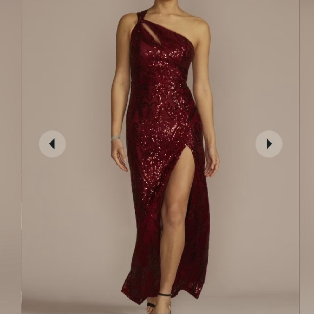 David’s Bridal Sequin One Shoulder Dress